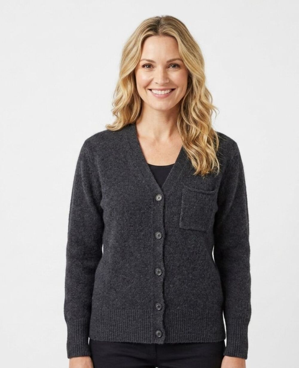 James Perse Cashmere Cardigan Sweater WLTC2449 Charcoal Gray V-Neck Pocket 1 S